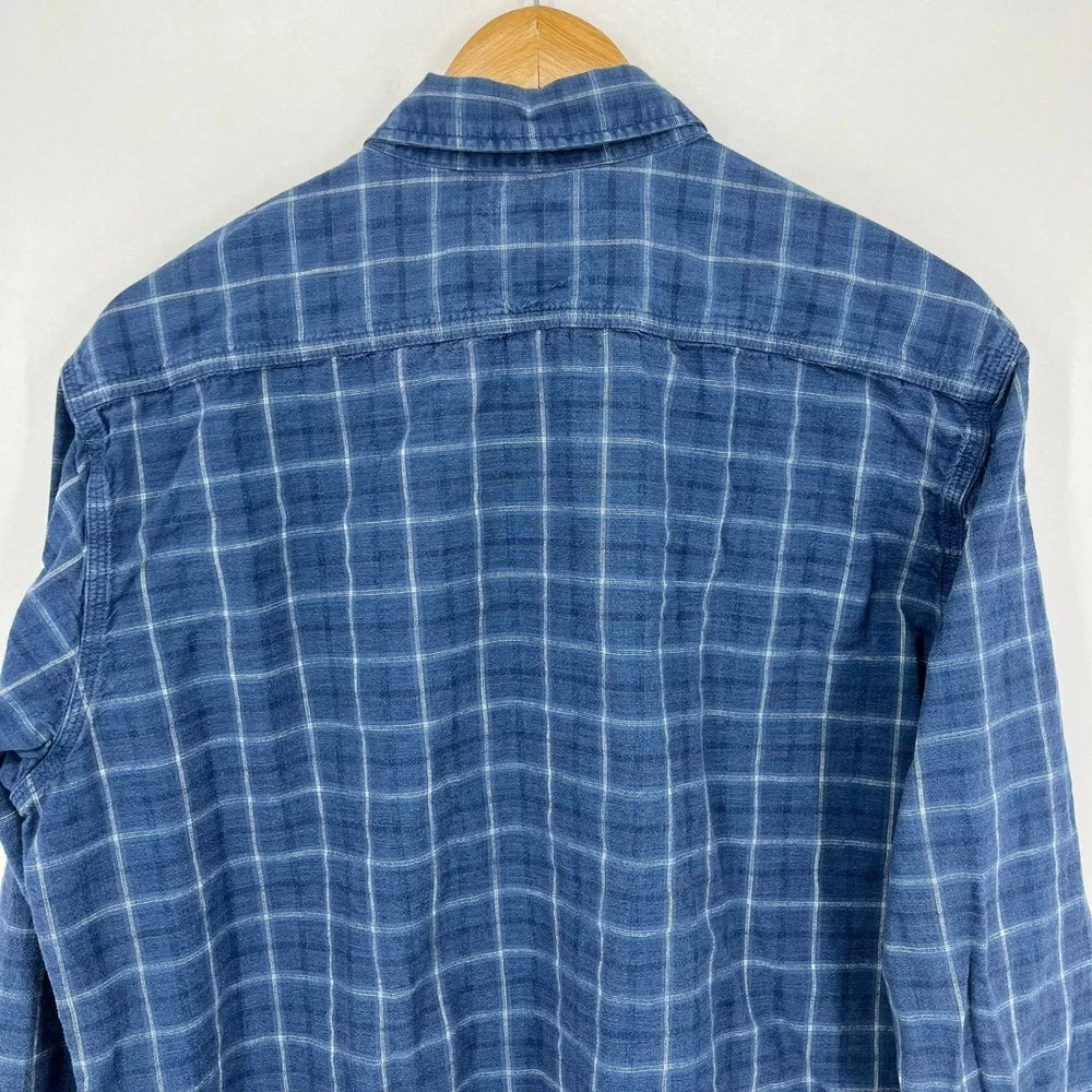 Levis Mens Blue Windowpane Plaid Button Down Shirt Standard Fit XL